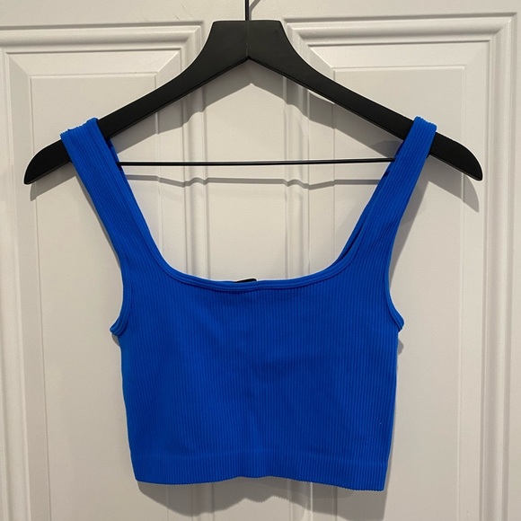 Zara Seamless Ribbed Cobalt Blue Bralette XS-S - Picture 2 of 4